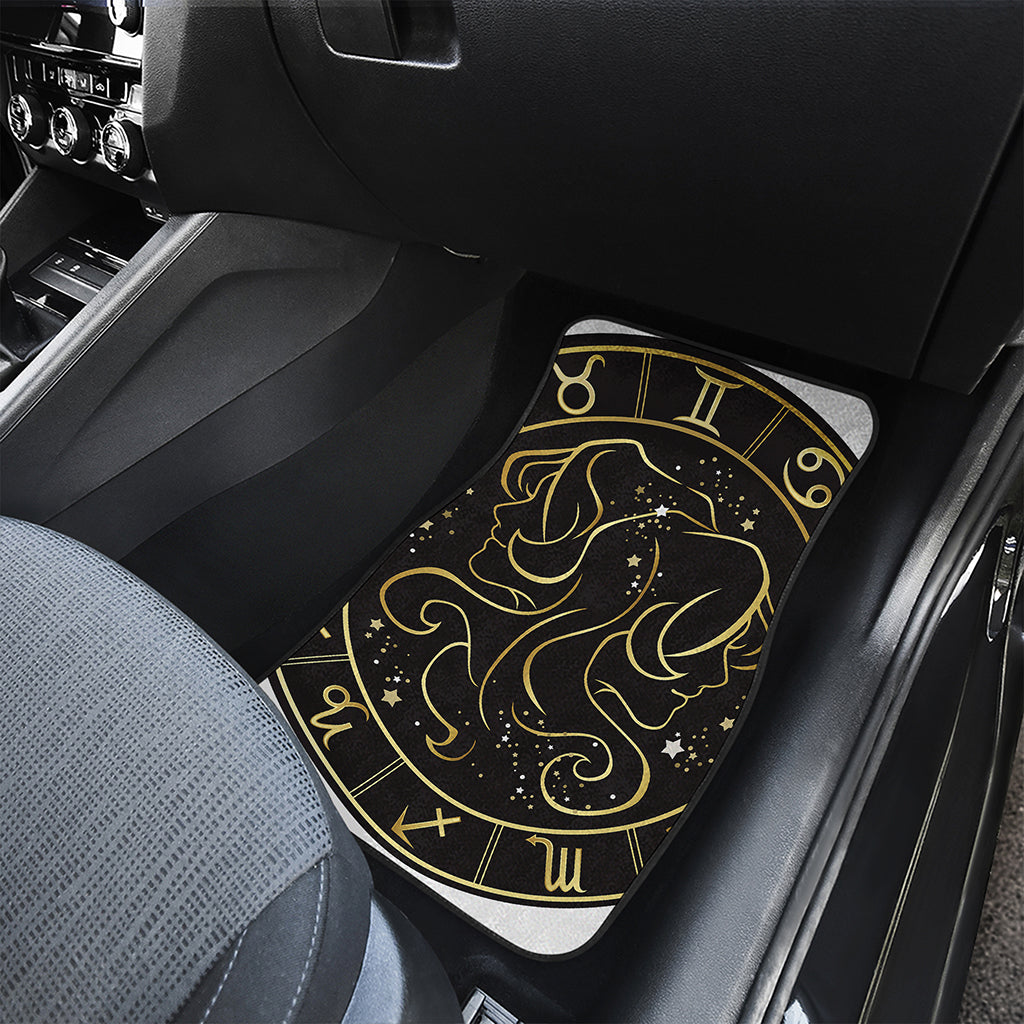 Gold And Black Gemini Sign Print Front Car Floor Mats