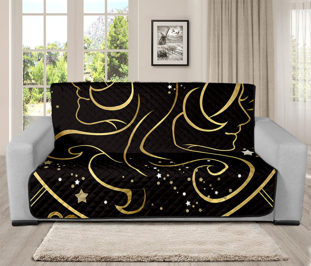 Gold And Black Gemini Sign Print Futon Protector