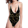 Gold And Black Gemini Sign Print High Cut One Piece Swimsuit