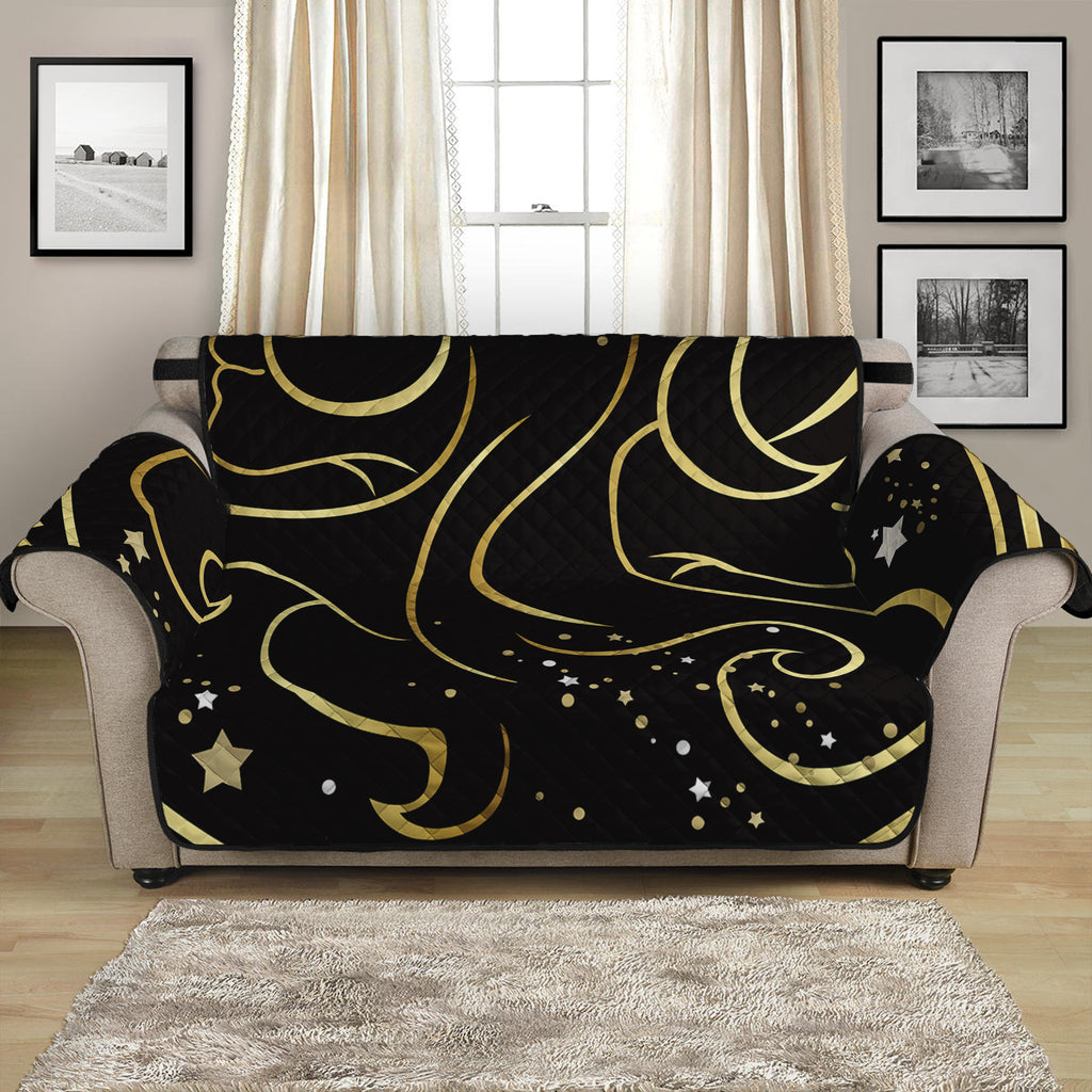 Gold And Black Gemini Sign Print Loveseat Protector