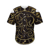 Gold And Black Gemini Sign Print Men's Baseball Jersey