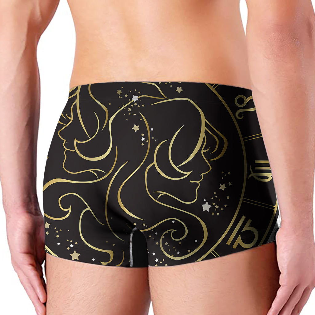 Gold And Black Gemini Sign Print Men's Boxer Briefs