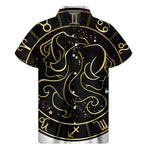 Gold And Black Gemini Sign Print Men's Short Sleeve Shirt