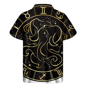 Gold And Black Gemini Sign Print Men's Short Sleeve Shirt