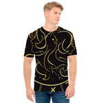 Gold And Black Gemini Sign Print Men's T-Shirt