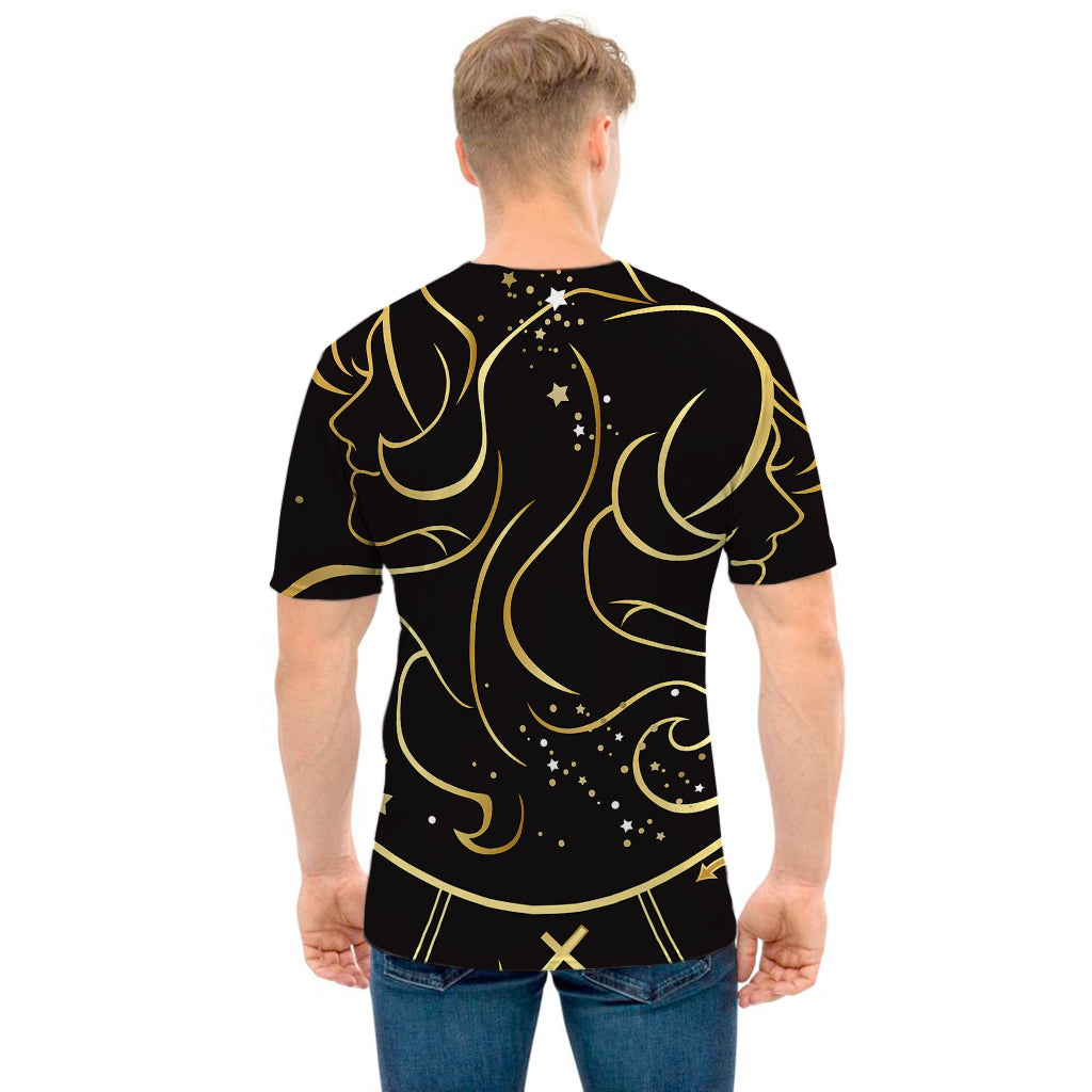 Gold And Black Gemini Sign Print Men's T-Shirt