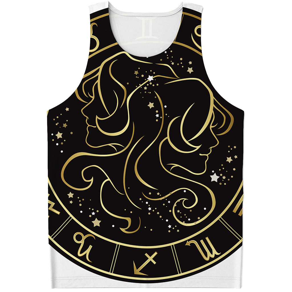 Gold And Black Gemini Sign Print Men's Tank Top