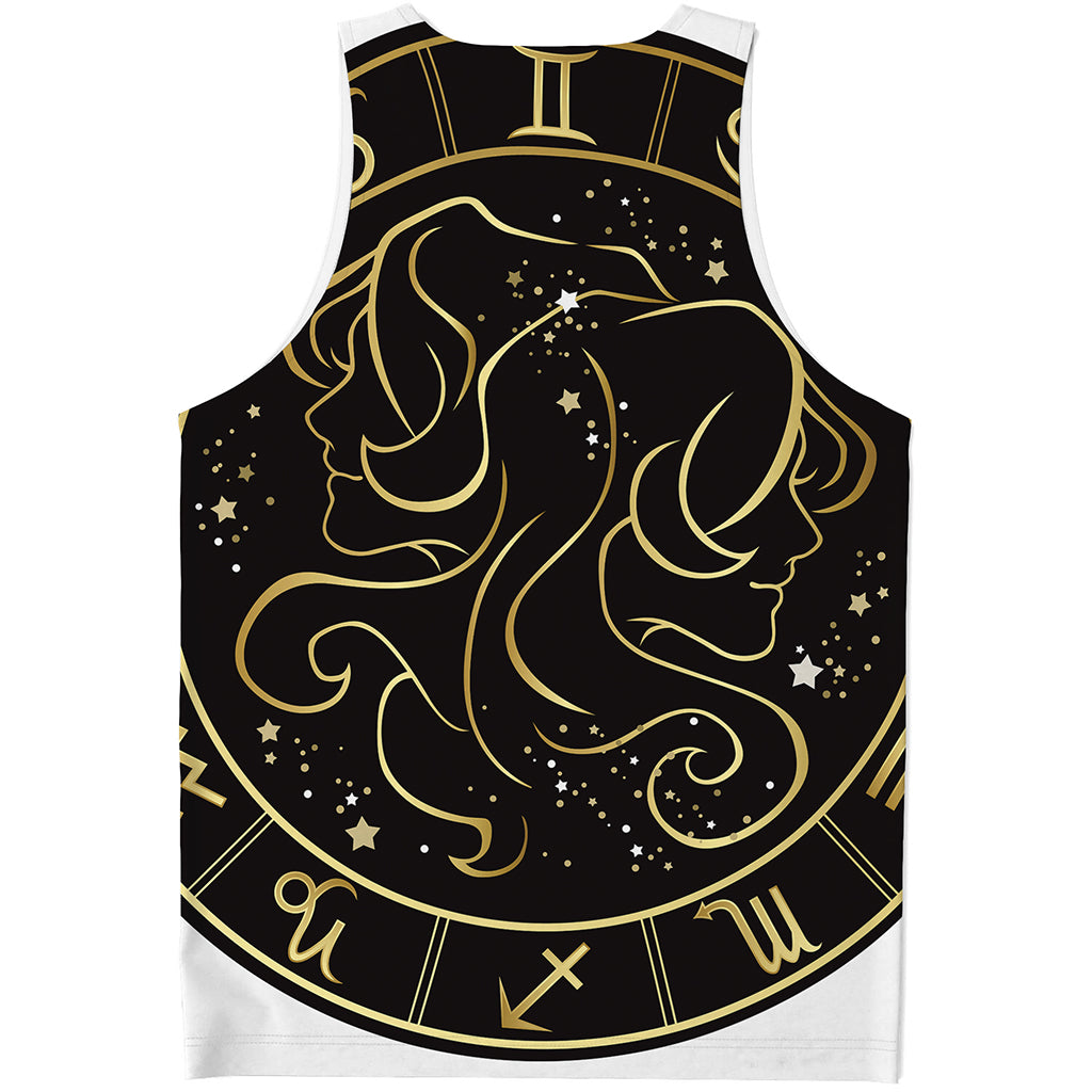 Gold And Black Gemini Sign Print Men's Tank Top