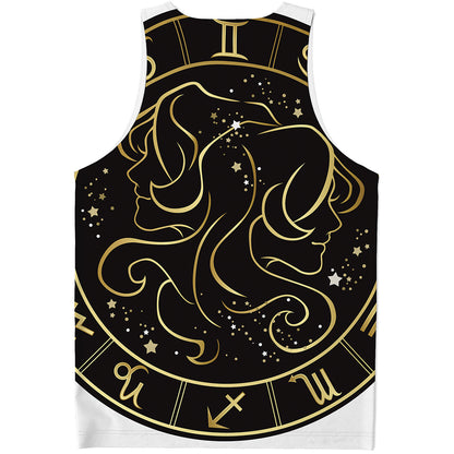 Gold And Black Gemini Sign Print Men's Tank Top