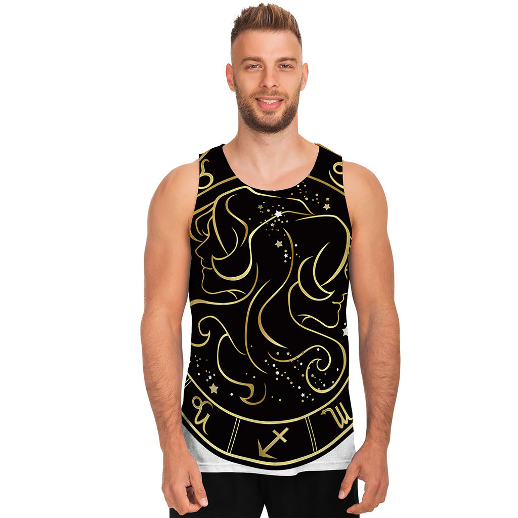 Gold And Black Gemini Sign Print Men's Tank Top