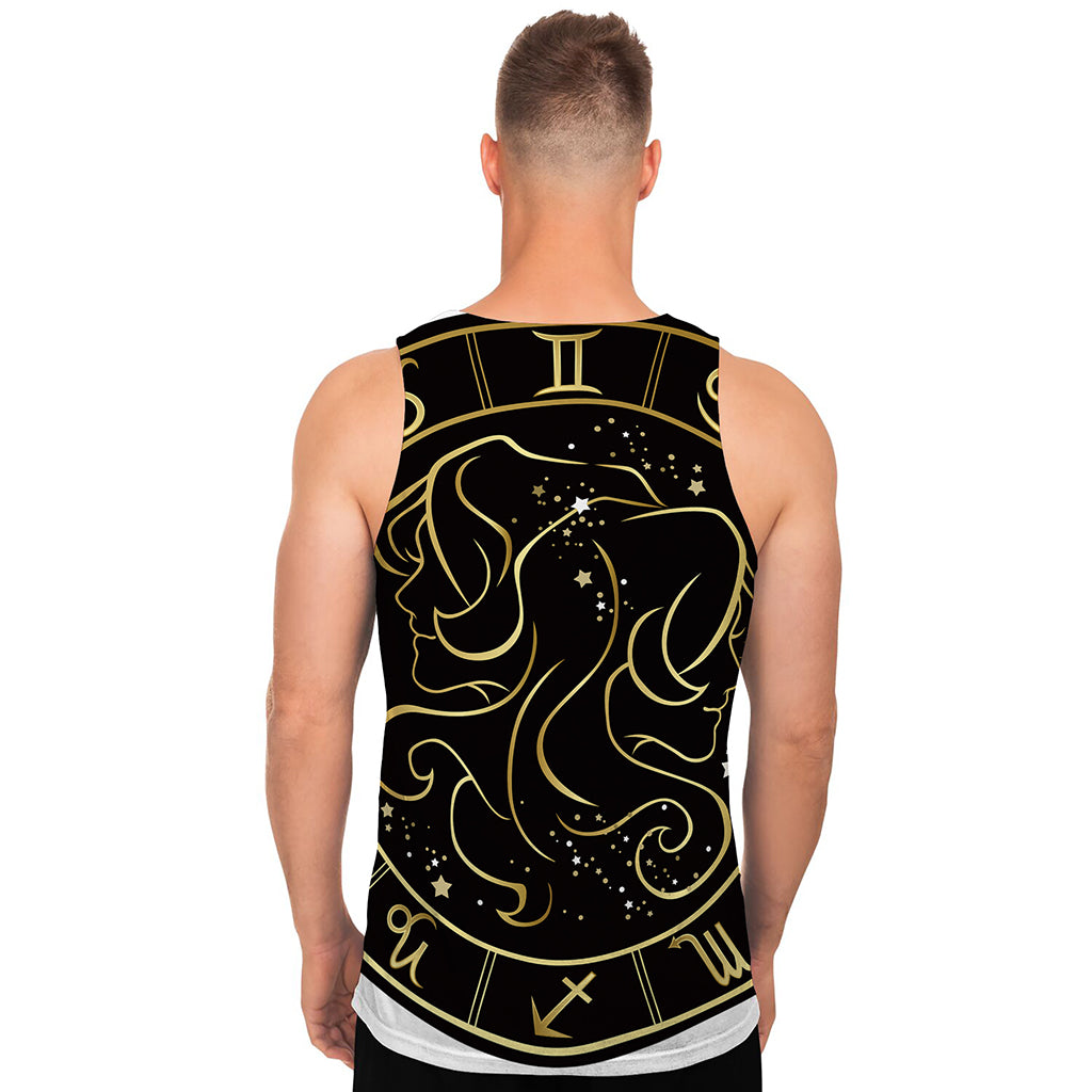Gold And Black Gemini Sign Print Men's Tank Top