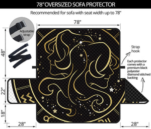 Gold And Black Gemini Sign Print Oversized Sofa Protector