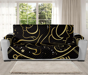 Gold And Black Gemini Sign Print Oversized Sofa Protector