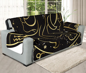 Gold And Black Gemini Sign Print Oversized Sofa Protector