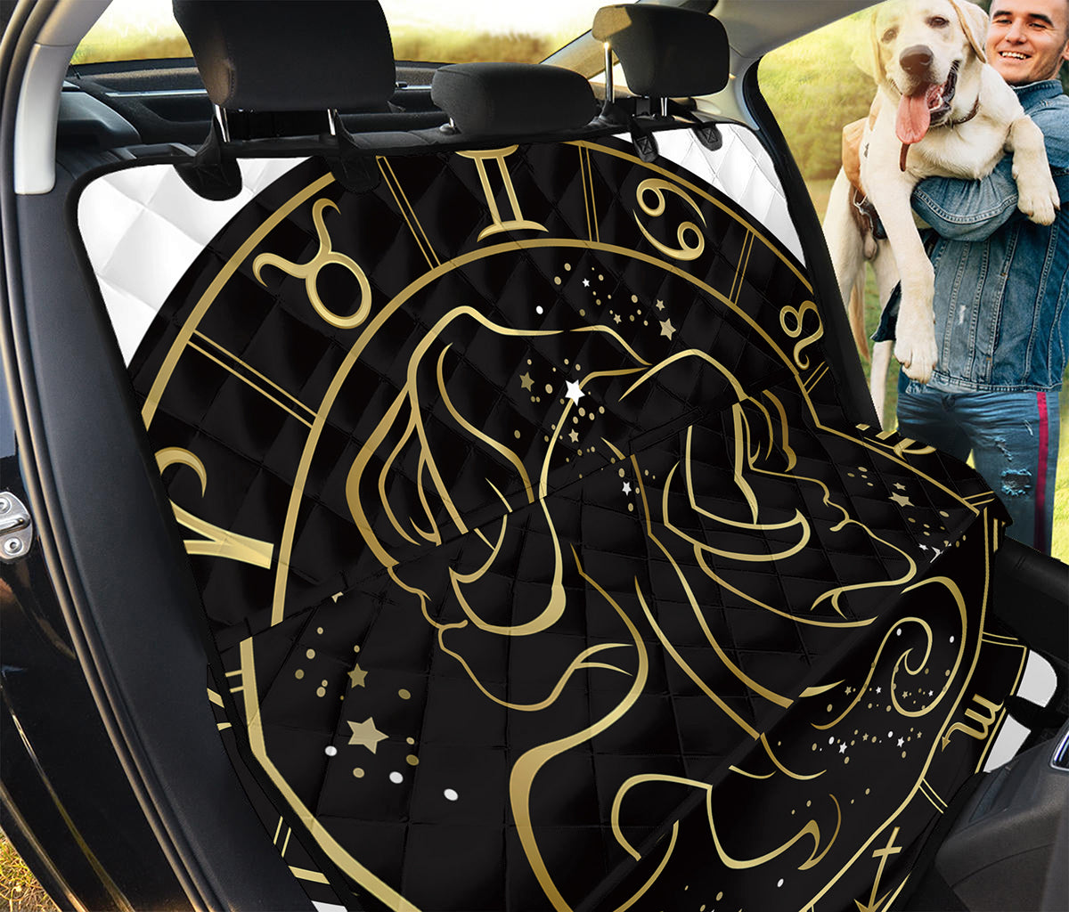 Gold And Black Gemini Sign Print Pet Car Back Seat Cover