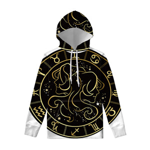 Gold And Black Gemini Sign Print Pullover Hoodie