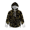 Gold And Black Gemini Sign Print Pullover Hoodie