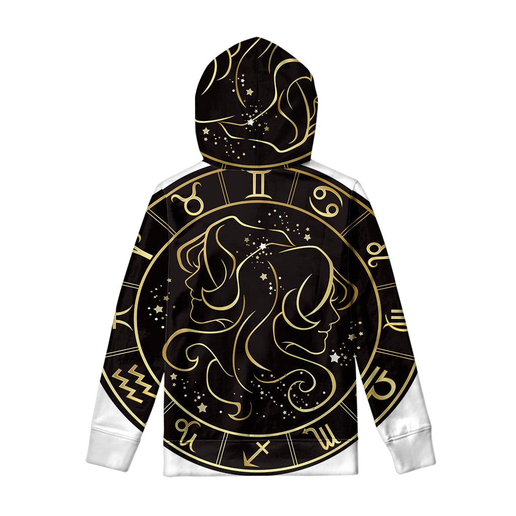 Gold And Black Gemini Sign Print Pullover Hoodie