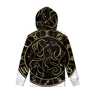 Gold And Black Gemini Sign Print Pullover Hoodie