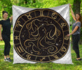 Gold And Black Gemini Sign Print Quilt