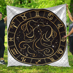 Gold And Black Gemini Sign Print Quilt
