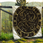 Gold And Black Gemini Sign Print Quilt