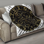 Gold And Black Gemini Sign Print Quilt