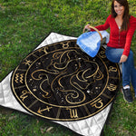 Gold And Black Gemini Sign Print Quilt