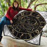 Gold And Black Gemini Sign Print Quilt