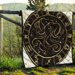 Gold And Black Gemini Sign Print Quilt