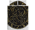 Gold And Black Gemini Sign Print Quilt Bed Set
