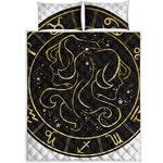 Gold And Black Gemini Sign Print Quilt Bed Set