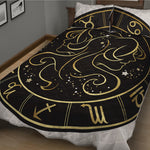 Gold And Black Gemini Sign Print Quilt Bed Set