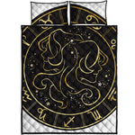 Gold And Black Gemini Sign Print Quilt Bed Set