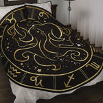 Gold And Black Gemini Sign Print Quilt Bed Set