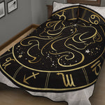 Gold And Black Gemini Sign Print Quilt Bed Set