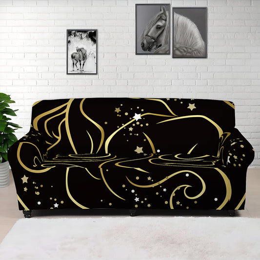 Gold And Black Gemini Sign Print Sofa Cover