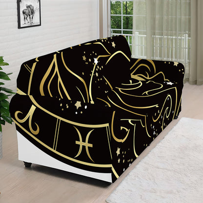 Gold And Black Gemini Sign Print Sofa Cover