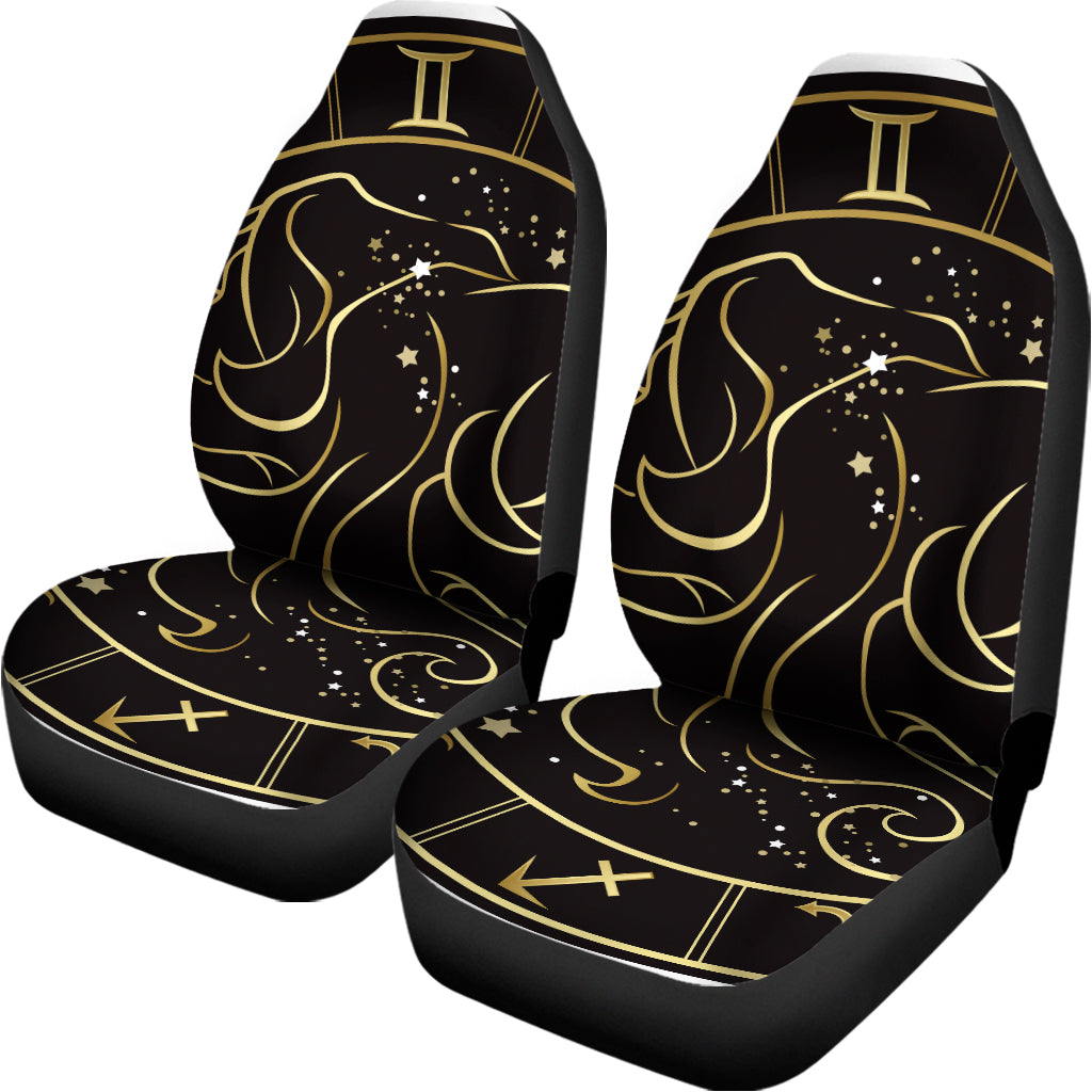 Gold And Black Gemini Sign Print Universal Fit Car Seat Covers