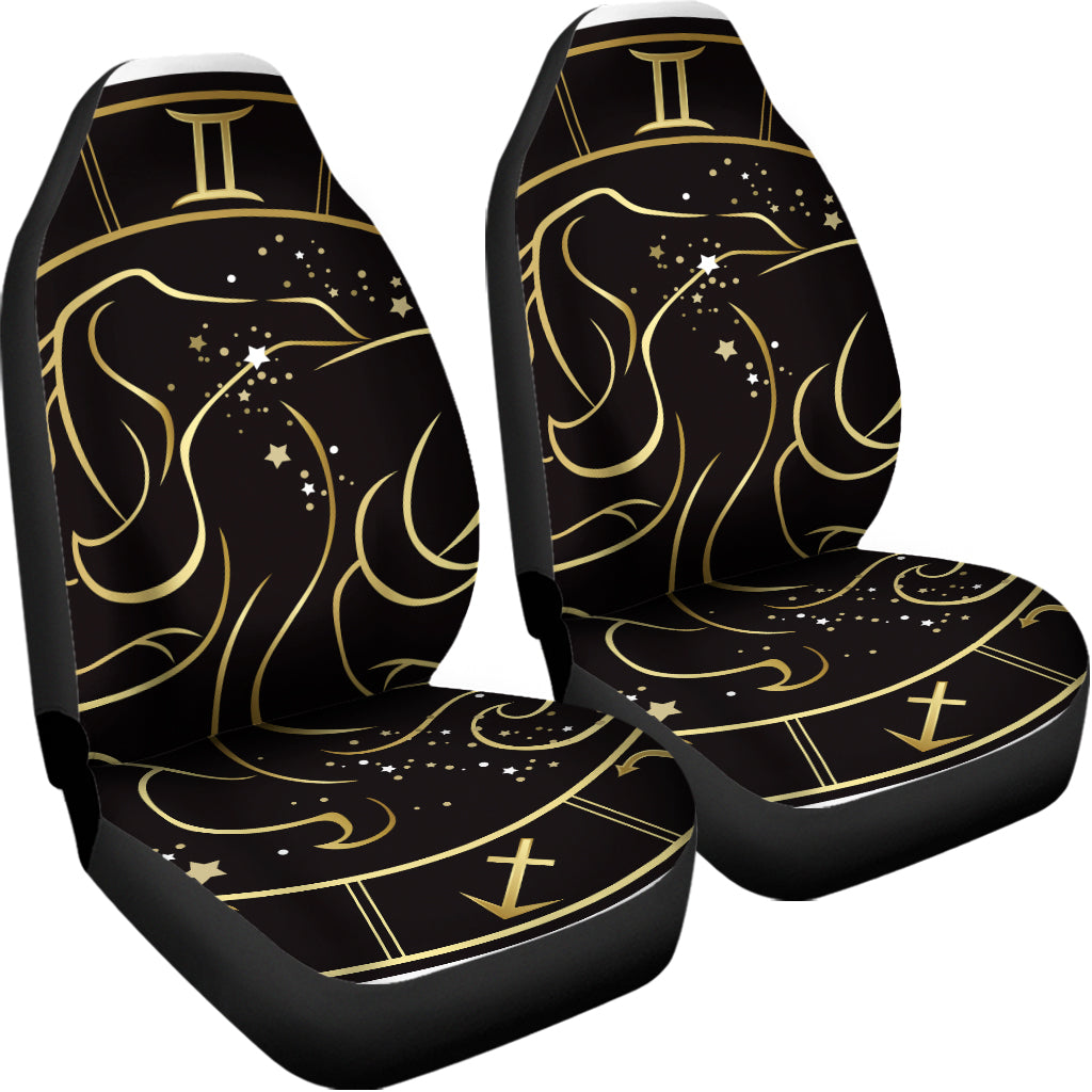 Gold And Black Gemini Sign Print Universal Fit Car Seat Covers