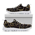 Gold And Black Gemini Sign Print White Sneakers