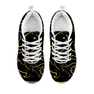 Gold And Black Gemini Sign Print White Sneakers