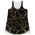 Gold And Black Gemini Sign Print Women's Racerback Tank Top