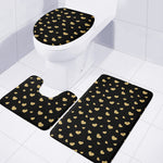 Gold And Black Heart Pattern Print 3 Piece Bath Mat Set