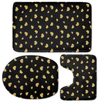 Gold And Black Heart Pattern Print 3 Piece Bath Mat Set