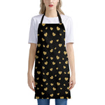 Gold And Black Heart Pattern Print Apron
