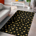 Gold And Black Heart Pattern Print Area Rug