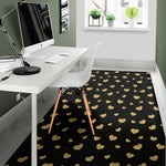 Gold And Black Heart Pattern Print Area Rug