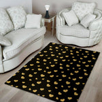 Gold And Black Heart Pattern Print Area Rug