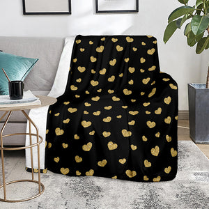 Gold And Black Heart Pattern Print Blanket